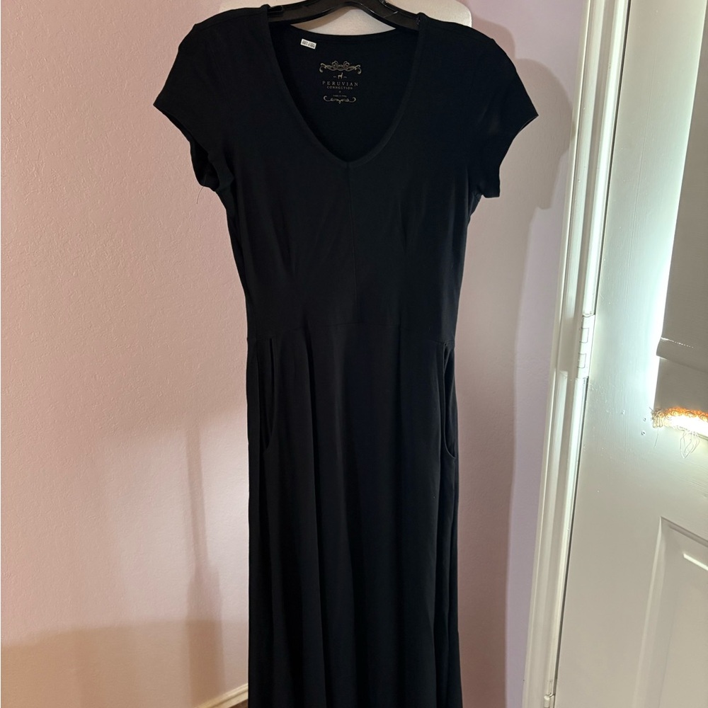 Peruvian Connection Black Maxi Dress. Size M